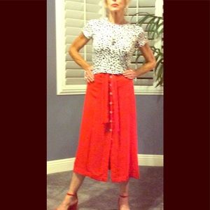 Front Button Midi Skirt